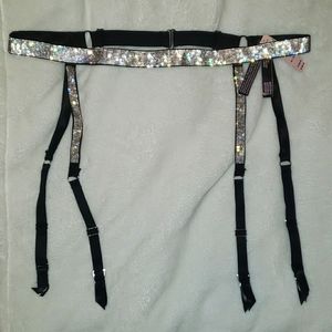 Victoria's Secret Very Sexy Black Garter Belt with Rhinestones